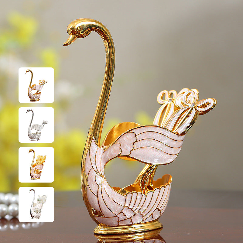 Home Decoration Swan Dessert Spoon/Fork Tableware Set Viskana