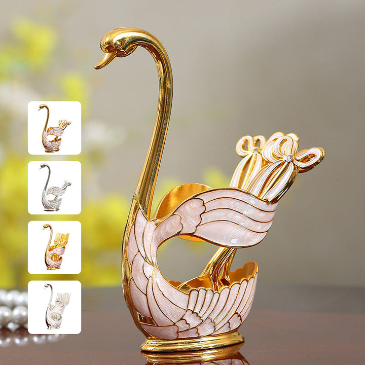 Home Decoration Swan Dessert Spoon/Fork Tableware Set Viskana