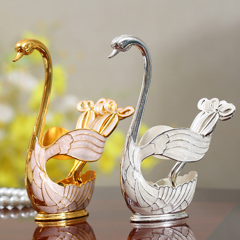 Home Decoration Swan Dessert Spoon/Fork Tableware Set Viskana