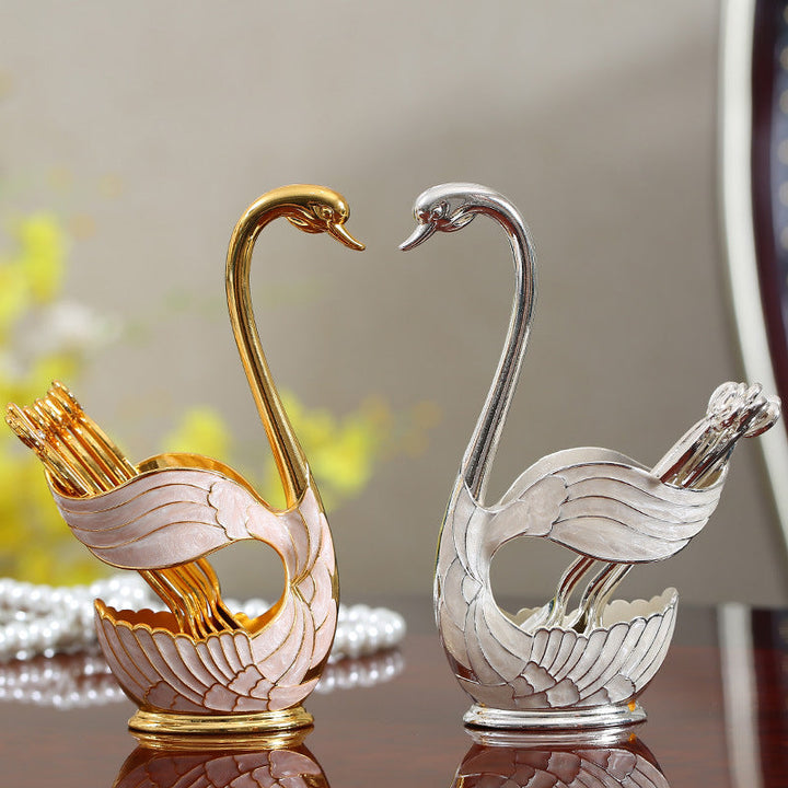 Home Decoration Swan Dessert Spoon/Fork Tableware Set Viskana