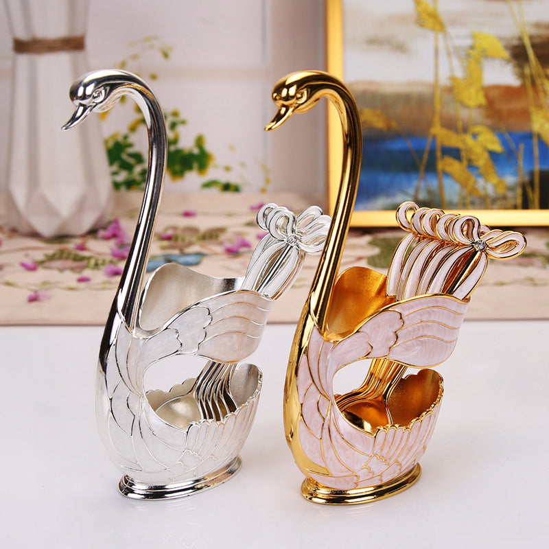 Home Decoration Swan Dessert Spoon/Fork Tableware Set Viskana
