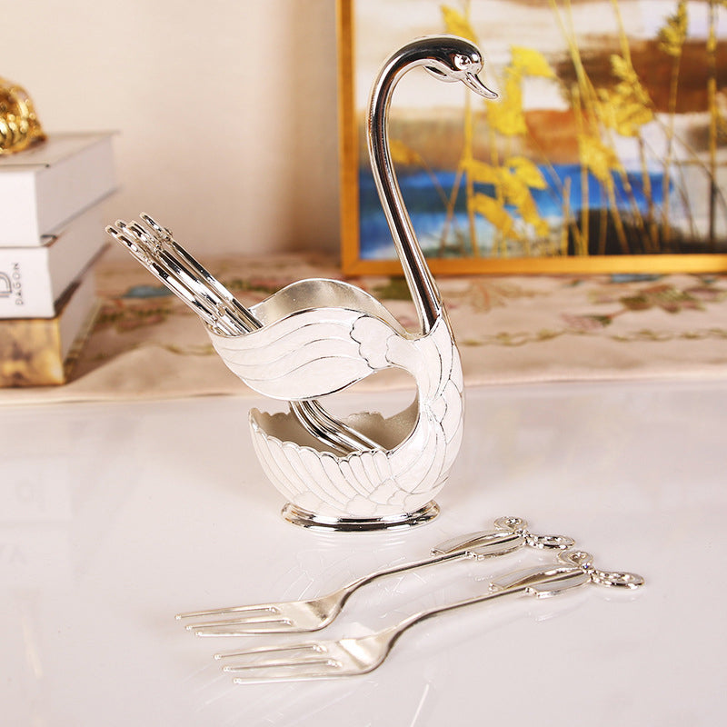 Home Decoration Swan Dessert Spoon/Fork Tableware Set Viskana