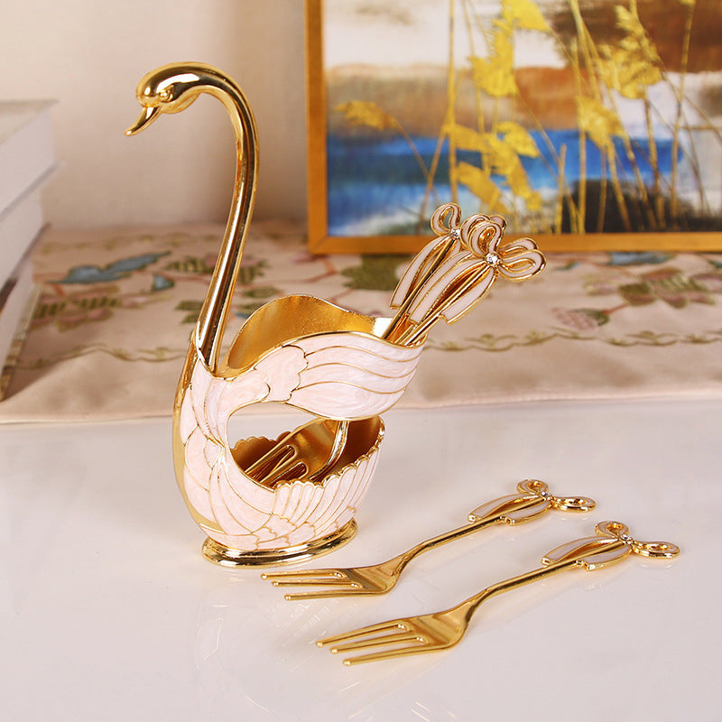 Home Decoration Swan Dessert Spoon/Fork Tableware Set Viskana