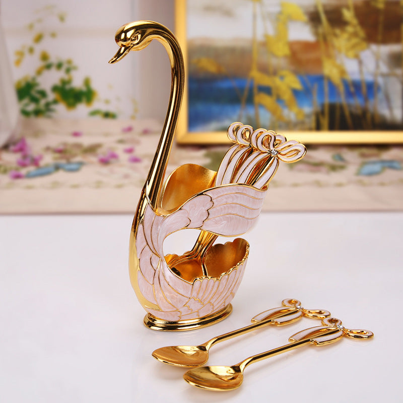 Home Decoration Swan Dessert Spoon/Fork Tableware Set Viskana