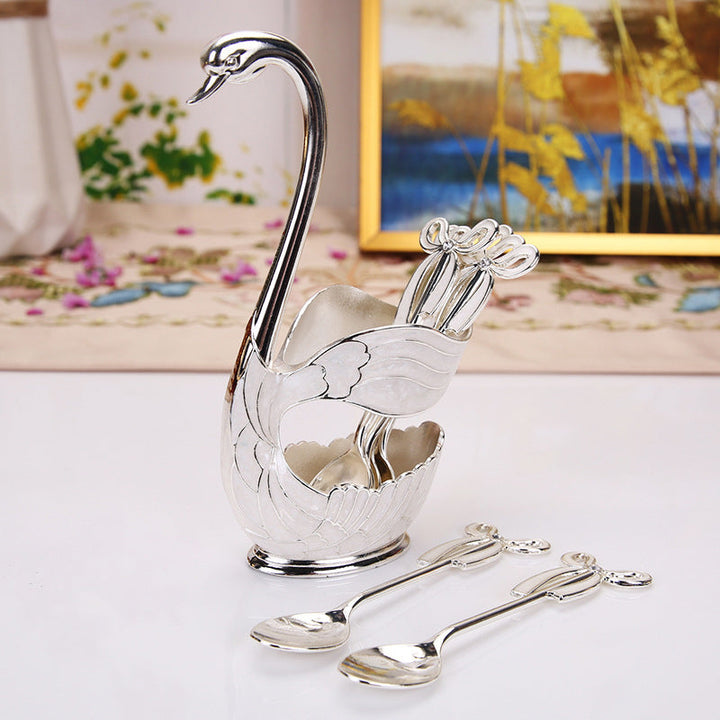 Home Decoration Swan Dessert Spoon/Fork Tableware Set Viskana