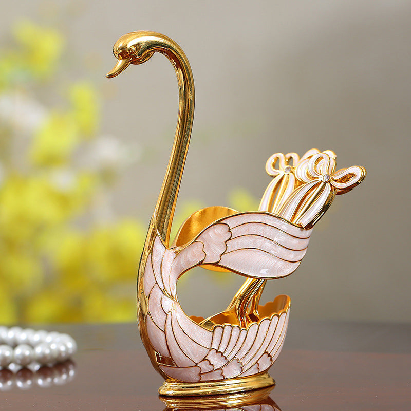 Home Decoration Swan Dessert Spoon/Fork Tableware Set Viskana