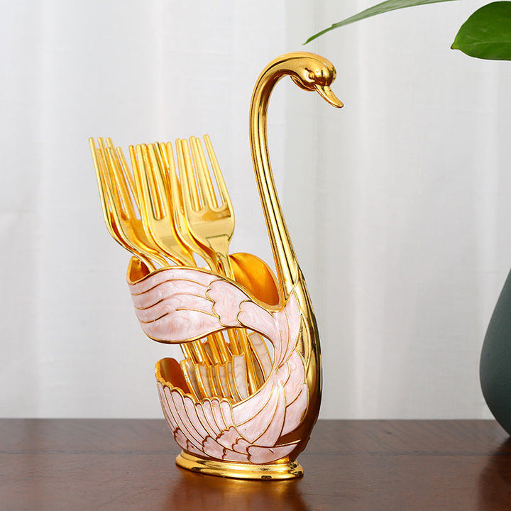 Home Decoration Swan Dessert Spoon/Fork Tableware Set Viskana