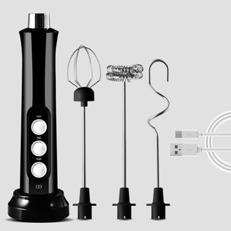 Viskana Rechargeable Handheld Milk Frother, with 3 Speed & 3 Interchangeable Heads for Latte, Bulletproof Coffee, Protein Shake & More