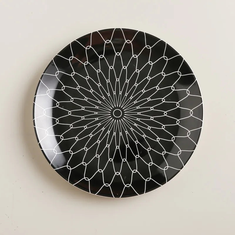 Viskana Geometric Pattern Ceramic Dinner Plate Set