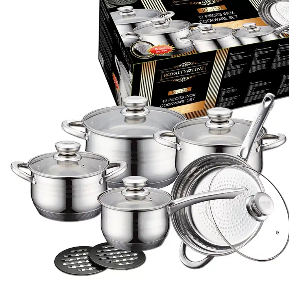 Royalty Line Cookware Set made of Stainless Steel (12 Pieces) Viskana