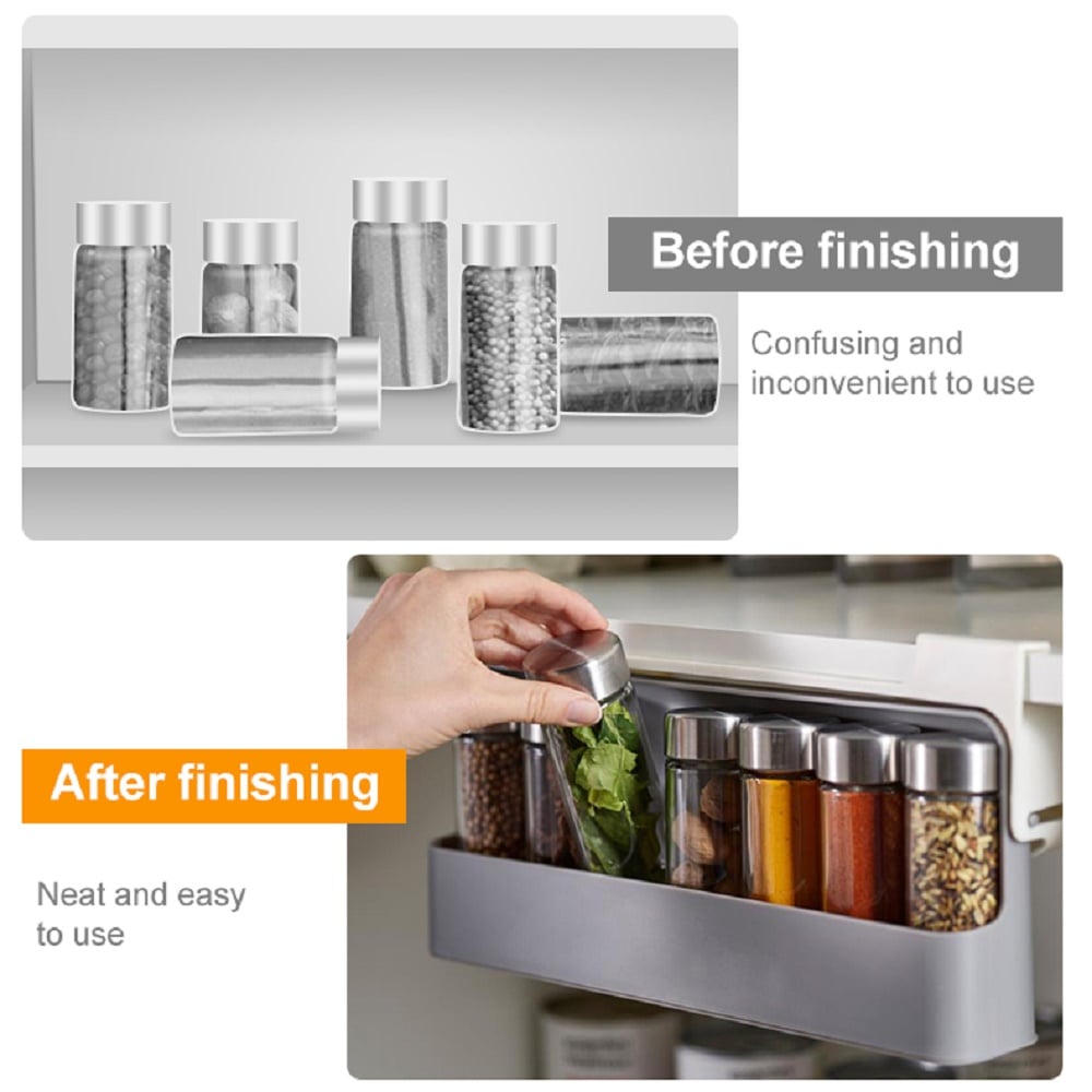 Viskana Kitchen Container Organizer – Hanging Spice Rack with Easy Installation