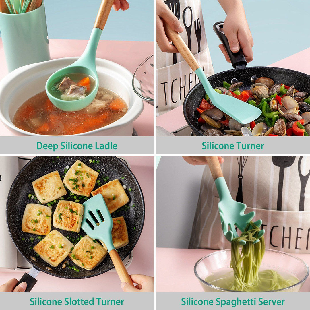 11-Piece Silicone Kitchen Utensils Set – Heat Resistant