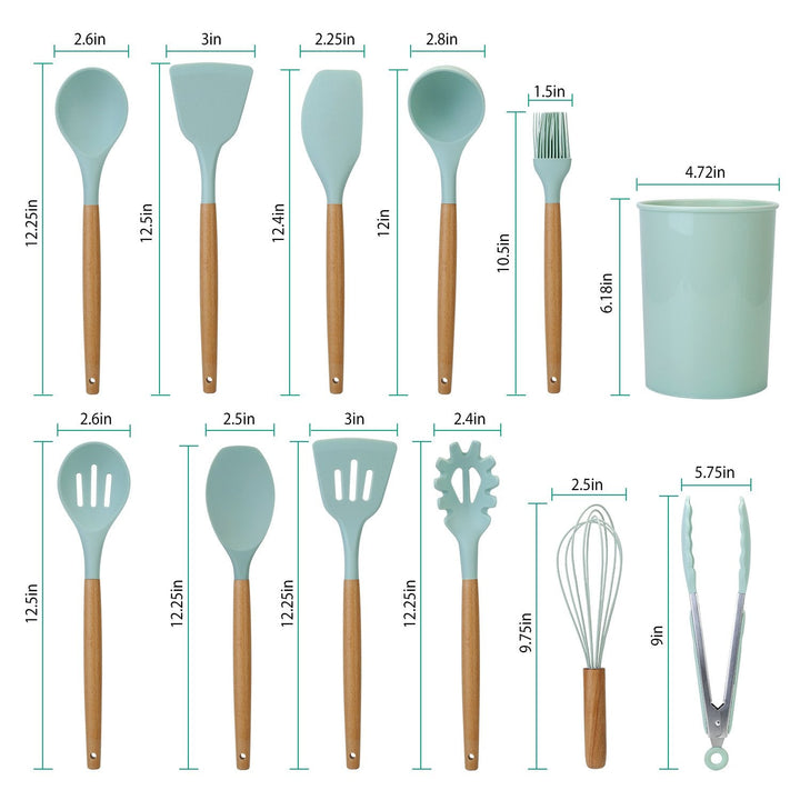 11-Piece Silicone Kitchen Utensils Set – Heat Resistant
