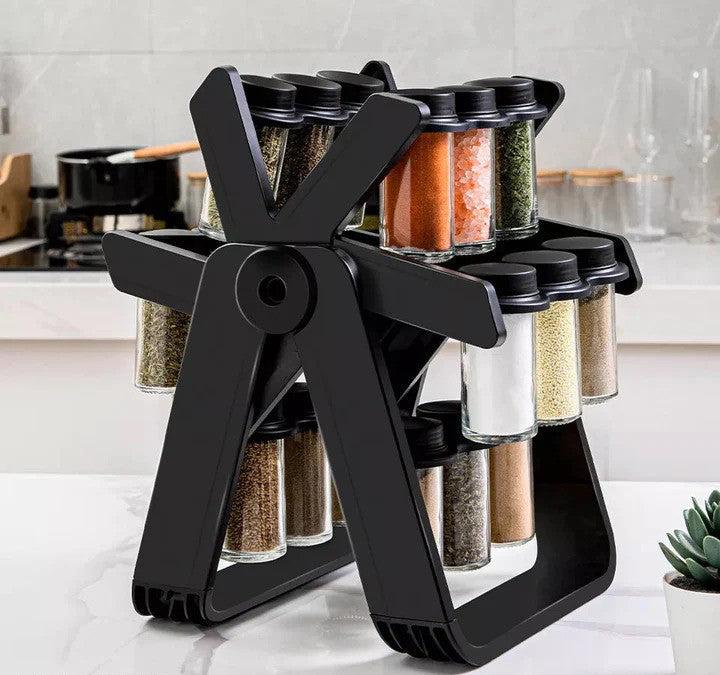 Viskana Innovative spice rack with 360° rotating function and jars for fresh spices