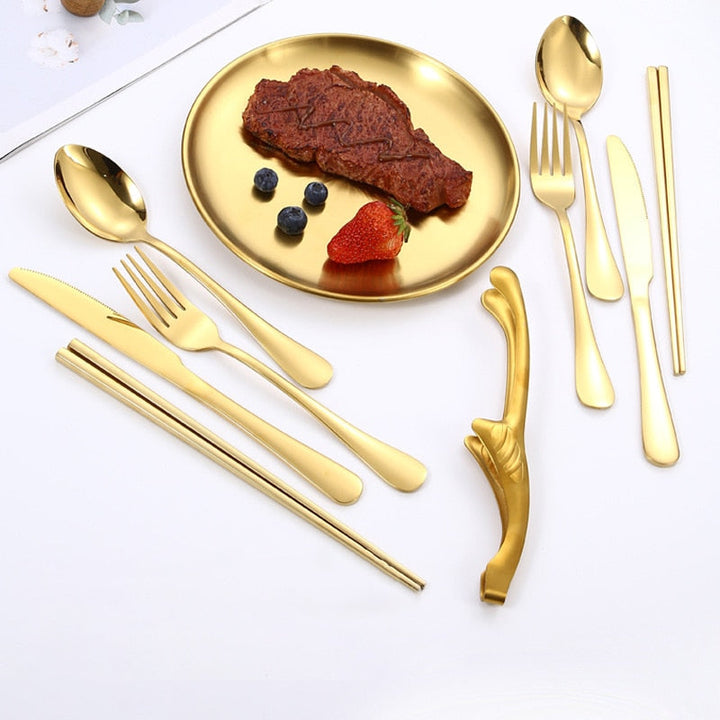 12pcs Portable Stainless Steel Cutlery Set Tableware For Camping Viskana