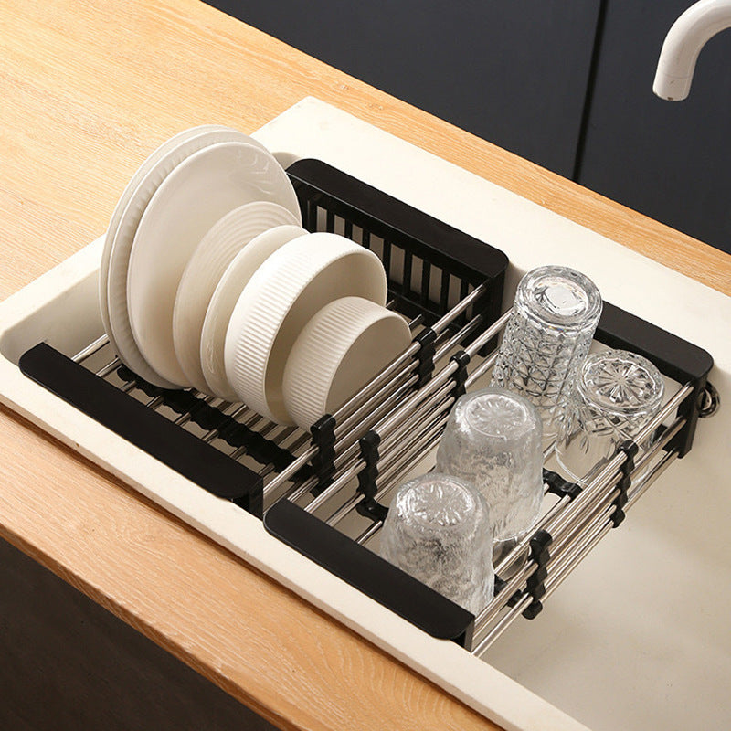 Viskana Retractable Drainage Rack+Wash&Store/Plate Organizer/Adjustable Size