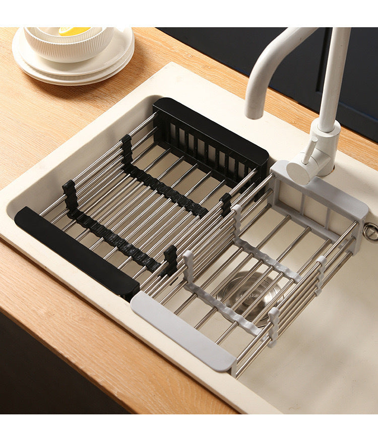 Viskana Retractable Drainage Rack+Wash&Store/Plate Organizer/Adjustable Size