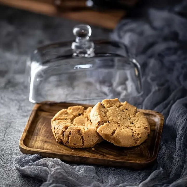 Viskana Wooden Butter Dish with Glass Lid – Elegant Tableware