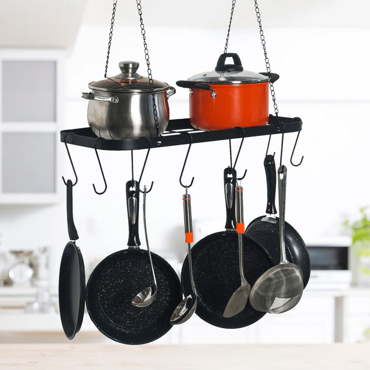 Viskana Large Capacity Rustic Pots And Pans Hanging Holder Kitchen Organizer Rack