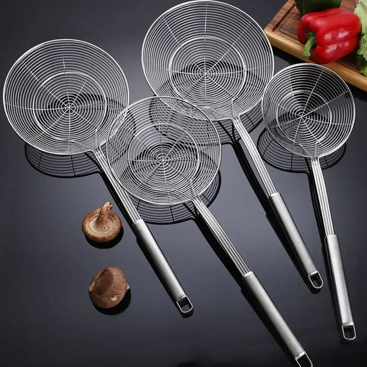 1pc Stainless Steel Double Round Spoon for Frying Draining Straining Viskana
