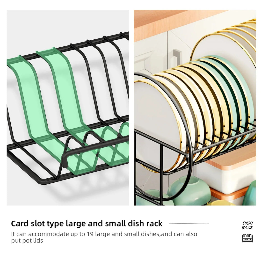 2 Tier Dish Drying Rack Drain Board Set Tableware Drainer Kitchen Rack Viskana