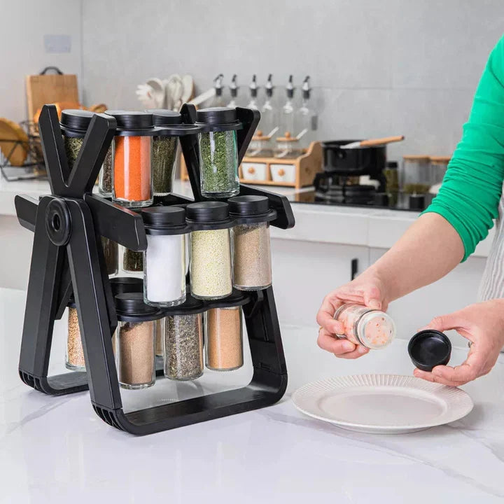 Viskana Innovative spice rack with 360° rotating function and jars for fresh spices