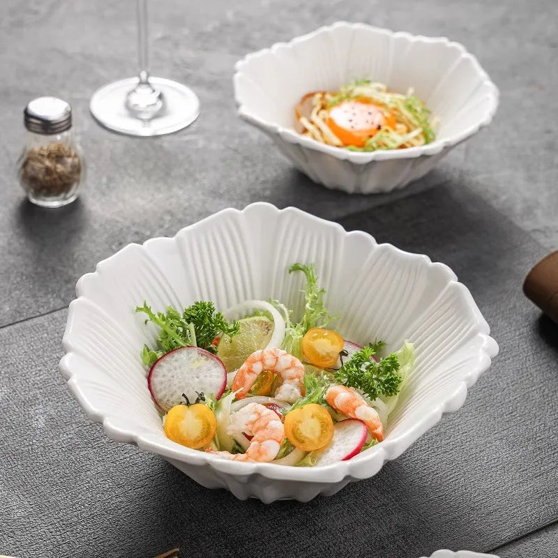 Viskana Flower Shaped Ceramic Deep Bowl