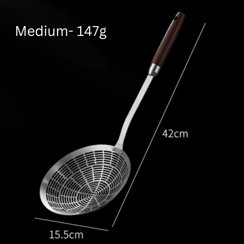 Viskana Stainless Steel Wooden Strainer Ladle