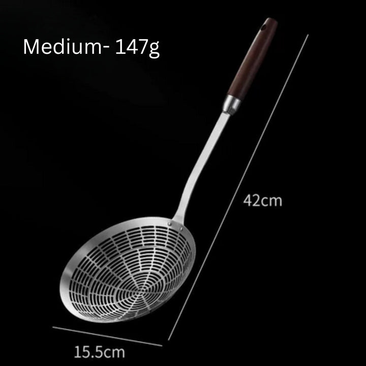 Viskana Stainless Steel Wooden Strainer Ladle
