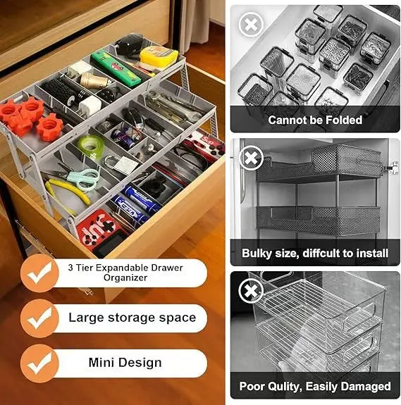 Viskana 3-tier Smart Drawer Organizer – Makes optimal use of storage space