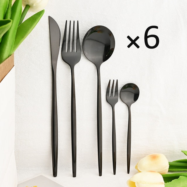 30Pcs Dinnerware Set Flatware Cutlery Set Stainless Steel Tableware Viskana