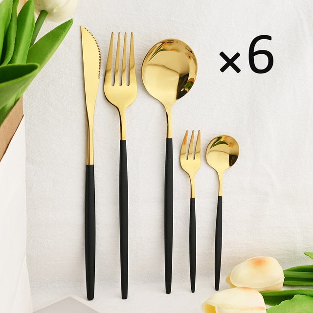 30Pcs Dinnerware Set Flatware Cutlery Set Stainless Steel Tableware Viskana