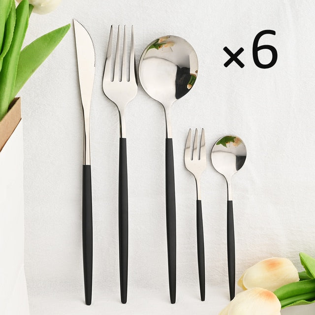 30Pcs Dinnerware Set Flatware Cutlery Set Stainless Steel Tableware Viskana