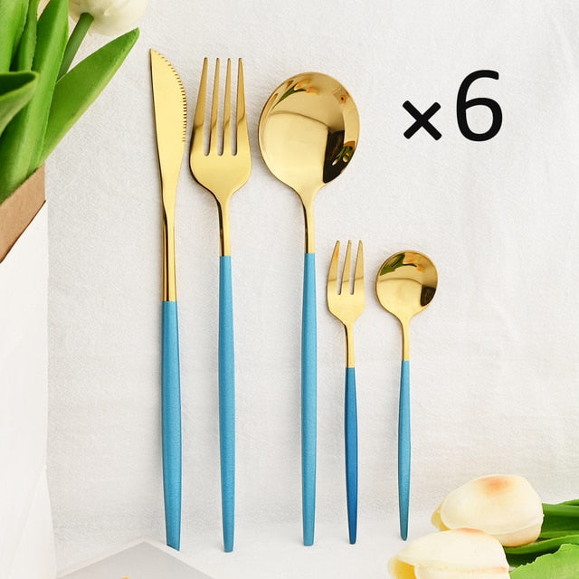 30Pcs Dinnerware Set Flatware Cutlery Set Stainless Steel Tableware Viskana