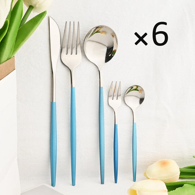 30Pcs Dinnerware Set Flatware Cutlery Set Stainless Steel Tableware Viskana