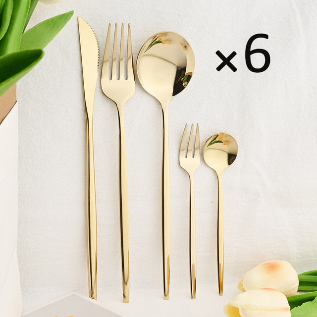 30Pcs Dinnerware Set Flatware Cutlery Set Stainless Steel Tableware Viskana