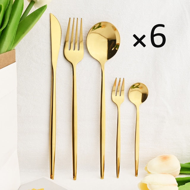 30Pcs Dinnerware Set Flatware Cutlery Set Stainless Steel Tableware Viskana