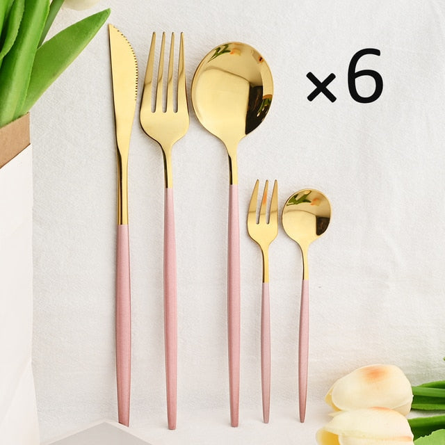 30Pcs Dinnerware Set Flatware Cutlery Set Stainless Steel Tableware Viskana
