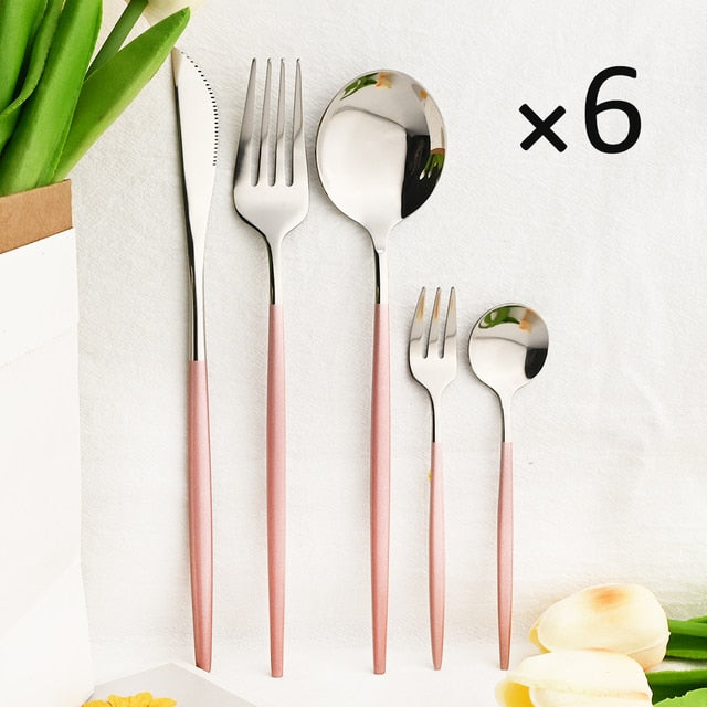 30Pcs Dinnerware Set Flatware Cutlery Set Stainless Steel Tableware Viskana
