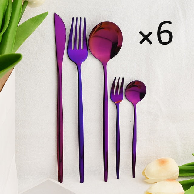 30Pcs Dinnerware Set Flatware Cutlery Set Stainless Steel Tableware Viskana
