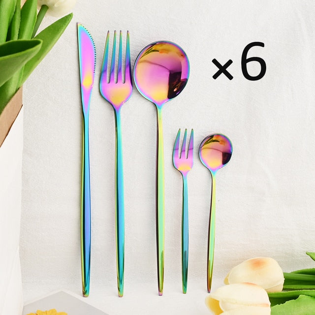 30Pcs Dinnerware Set Flatware Cutlery Set Stainless Steel Tableware Viskana