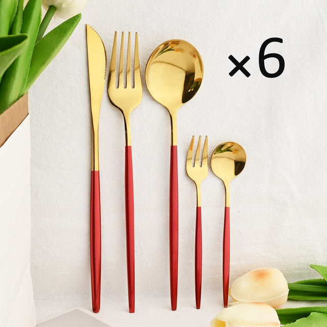 30Pcs Dinnerware Set Flatware Cutlery Set Stainless Steel Tableware Viskana