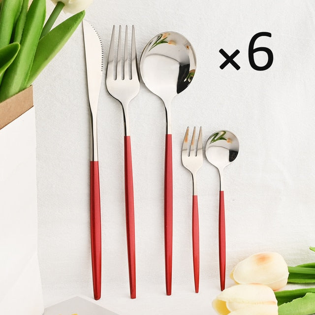 30Pcs Dinnerware Set Flatware Cutlery Set Stainless Steel Tableware Viskana