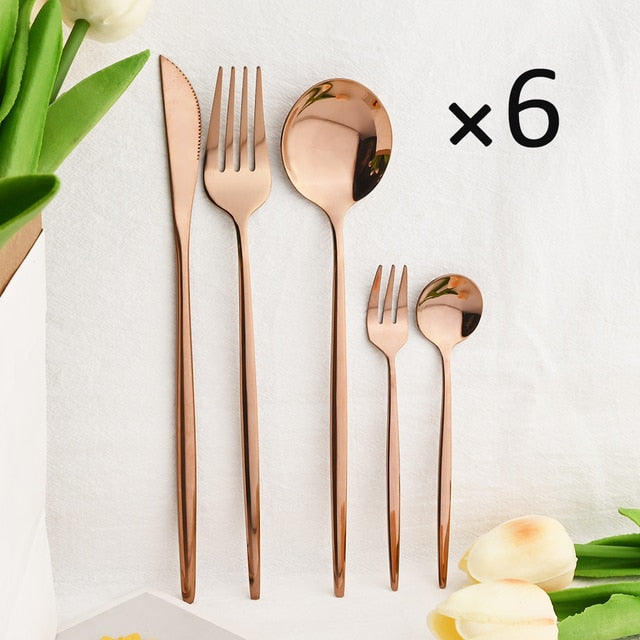 30Pcs Dinnerware Set Flatware Cutlery Set Stainless Steel Tableware Viskana