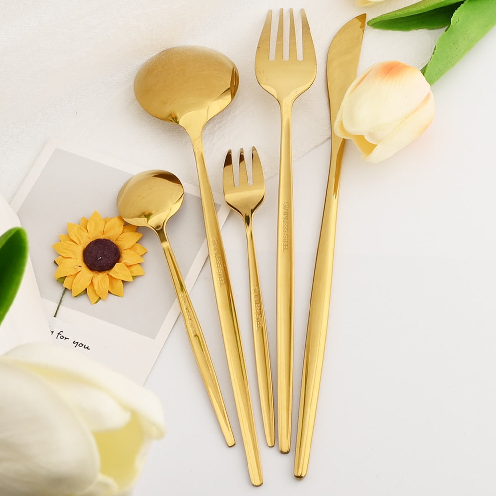 30Pcs Dinnerware Set Flatware Cutlery Set Stainless Steel Tableware Viskana