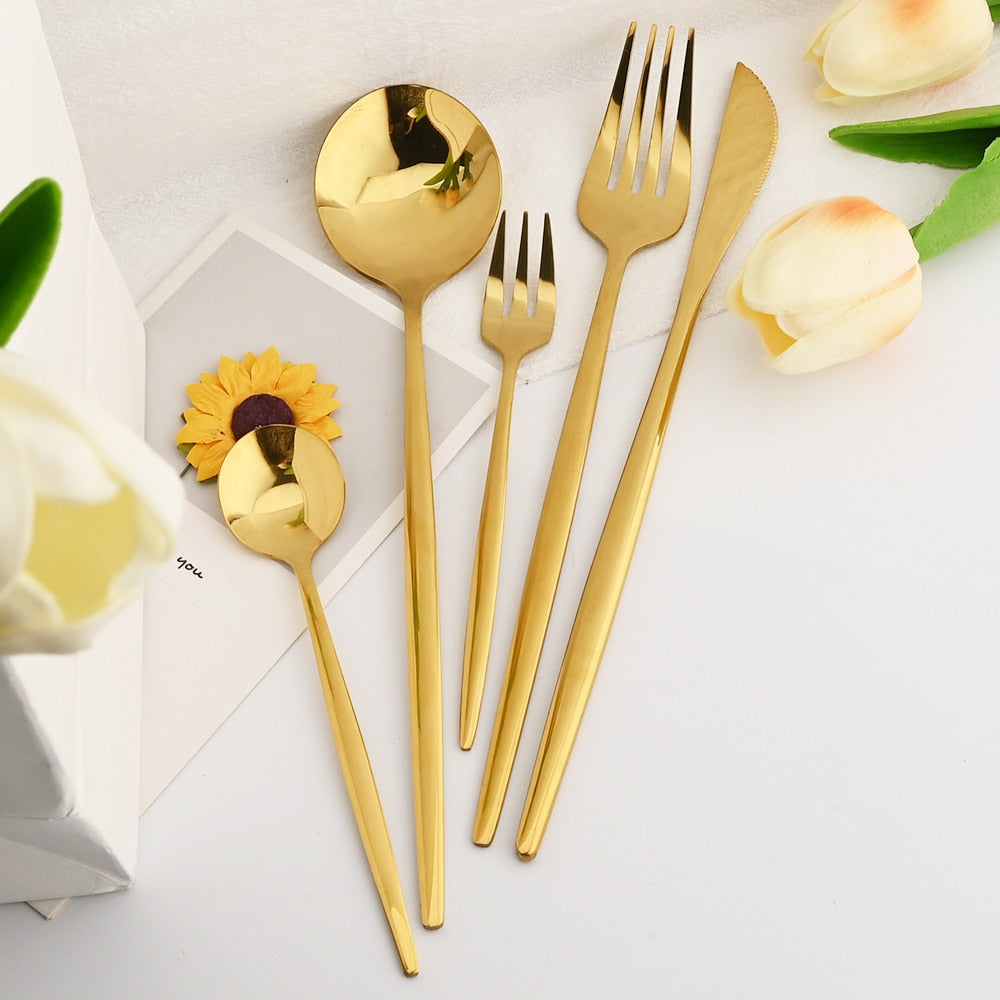 30Pcs Dinnerware Set Flatware Cutlery Set Stainless Steel Tableware Viskana