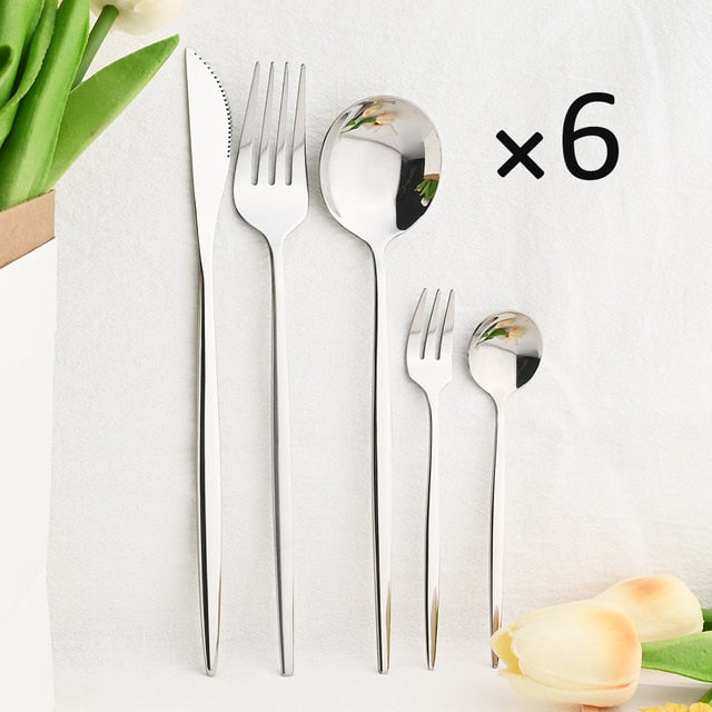 30Pcs Dinnerware Set Flatware Cutlery Set Stainless Steel Tableware Viskana