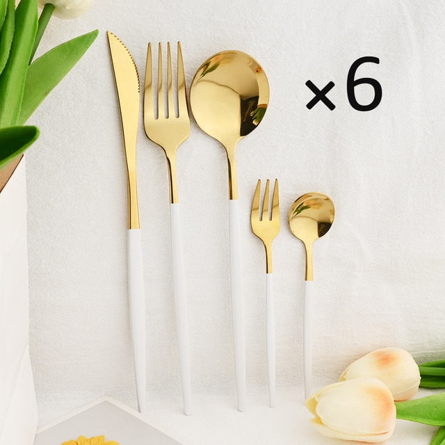 30Pcs Dinnerware Set Flatware Cutlery Set Stainless Steel Tableware Viskana
