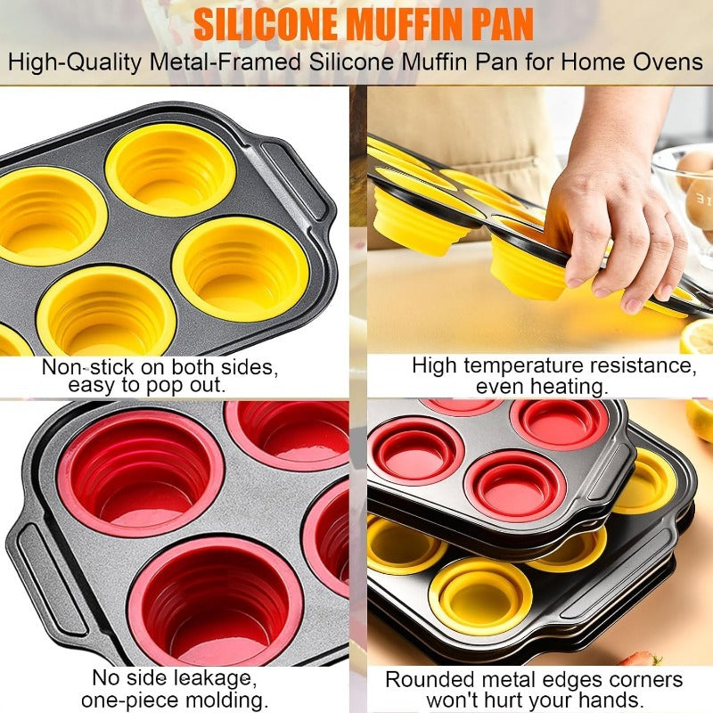 Viskana Press-Release Silicone Muffin Pan with Sturdy Metal Frame
