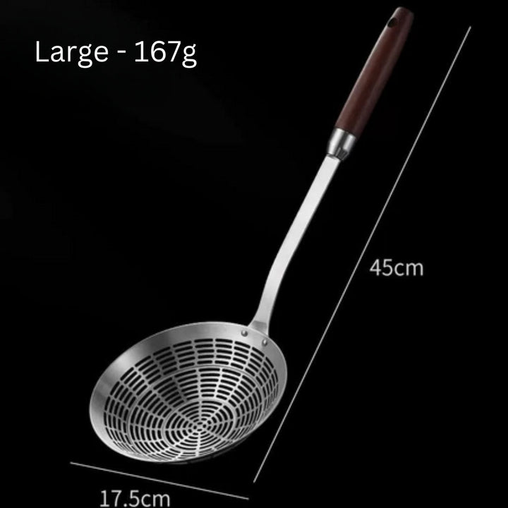 Viskana Stainless Steel Wooden Strainer Ladle